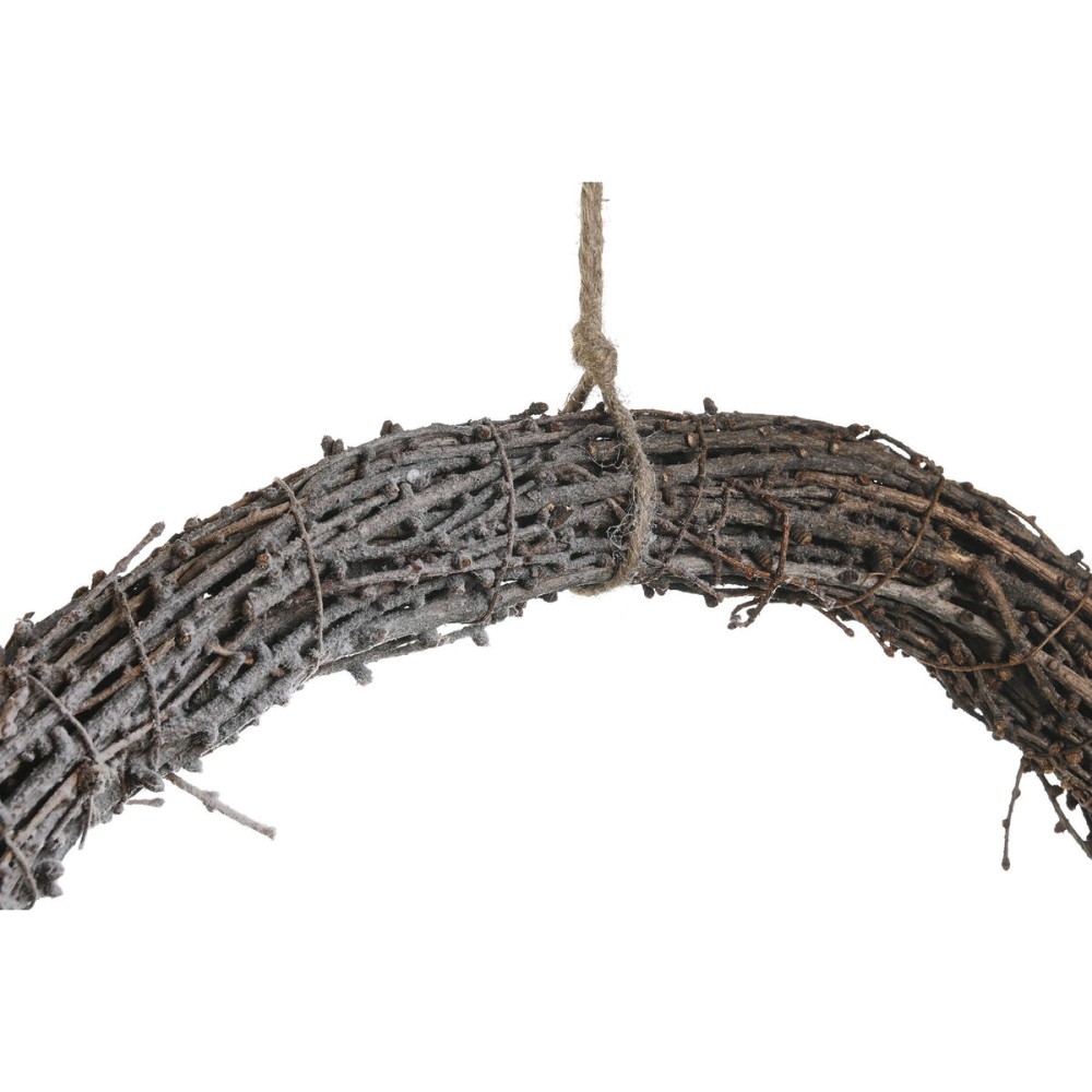 Couronne de Noël DKD Home Decor Naturel osier Ananas Enneigé 46 x 7 x 46 cm (2 Unités)