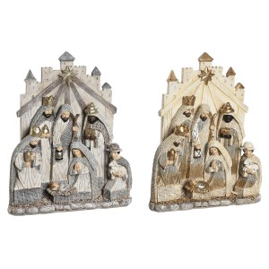 Christmas nativity set DKD Home Decor Grey Golden Resin 22 x 6 x 26 cm (2 Units)