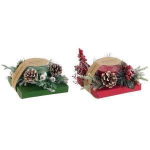 Kerze DKD Home Decor Rot grün 20 x 20 x 9 cm 8 x 8 x 9 cm (2 Stück)