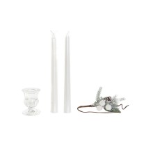 Ensemble de Bougies DKD Home Decor Blanc Noël 21 x 10 x 5 cm 2 x 2 x 20 cm (4 Pièces)