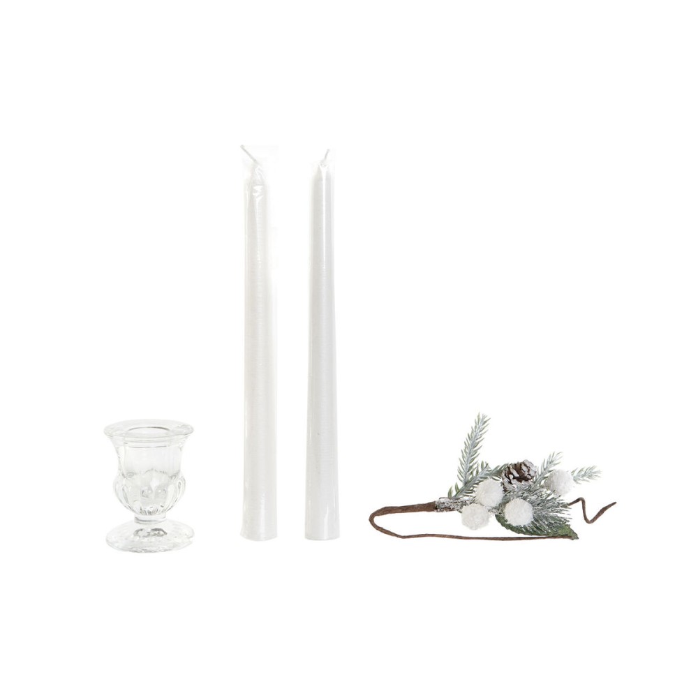 Ensemble de Bougies DKD Home Decor Blanc Noël 21 x 10 x 5 cm 2 x 2 x 20 cm (4 Pièces)