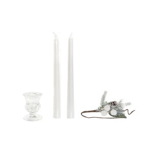 Ensemble de Bougies DKD Home Decor Blanc Noël 21 x 10 x 5 cm 2 x 2 x 20 cm (4 Pièces)