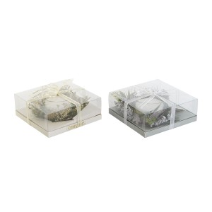 Kerze DKD Home Decor Gold Silberfarben Weihnachten 21,5 x 21,5 x 8,5 cm (2 Stück)