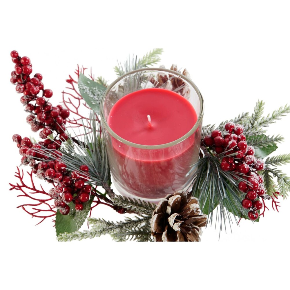Bougie DKD Home Decor Rouge Vert 20 x 20 x 9 cm 8 x 8 x 9 cm (2 Unités)