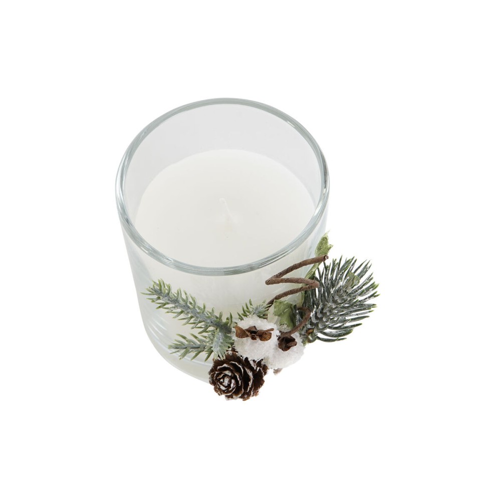 Bougie DKD Home Decor Blanc Noël 10,5 x 8,5 x 8,5 cm