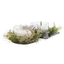 Kerze DKD Home Decor Gold Silberfarben Weihnachten 21,5 x 21,5 x 8,5 cm (2 Stück)