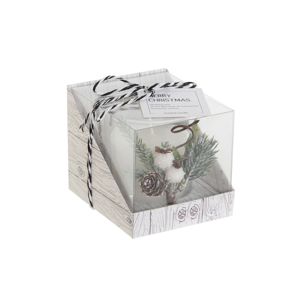 Kerze DKD Home Decor Weiß Weihnachten 10,5 x 8,5 x 8,5 cm