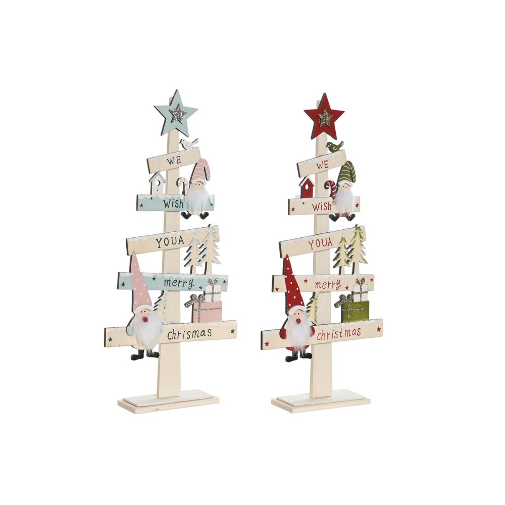 Weihnachtsbaum DKD Home Decor Rot Rosa Holz 17,5 x 5 x 38 cm (2 Stück)