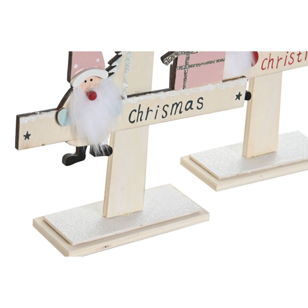 Weihnachtsbaum DKD Home Decor Rot Rosa Holz 17,5 x 5 x 38 cm (2 Stück)