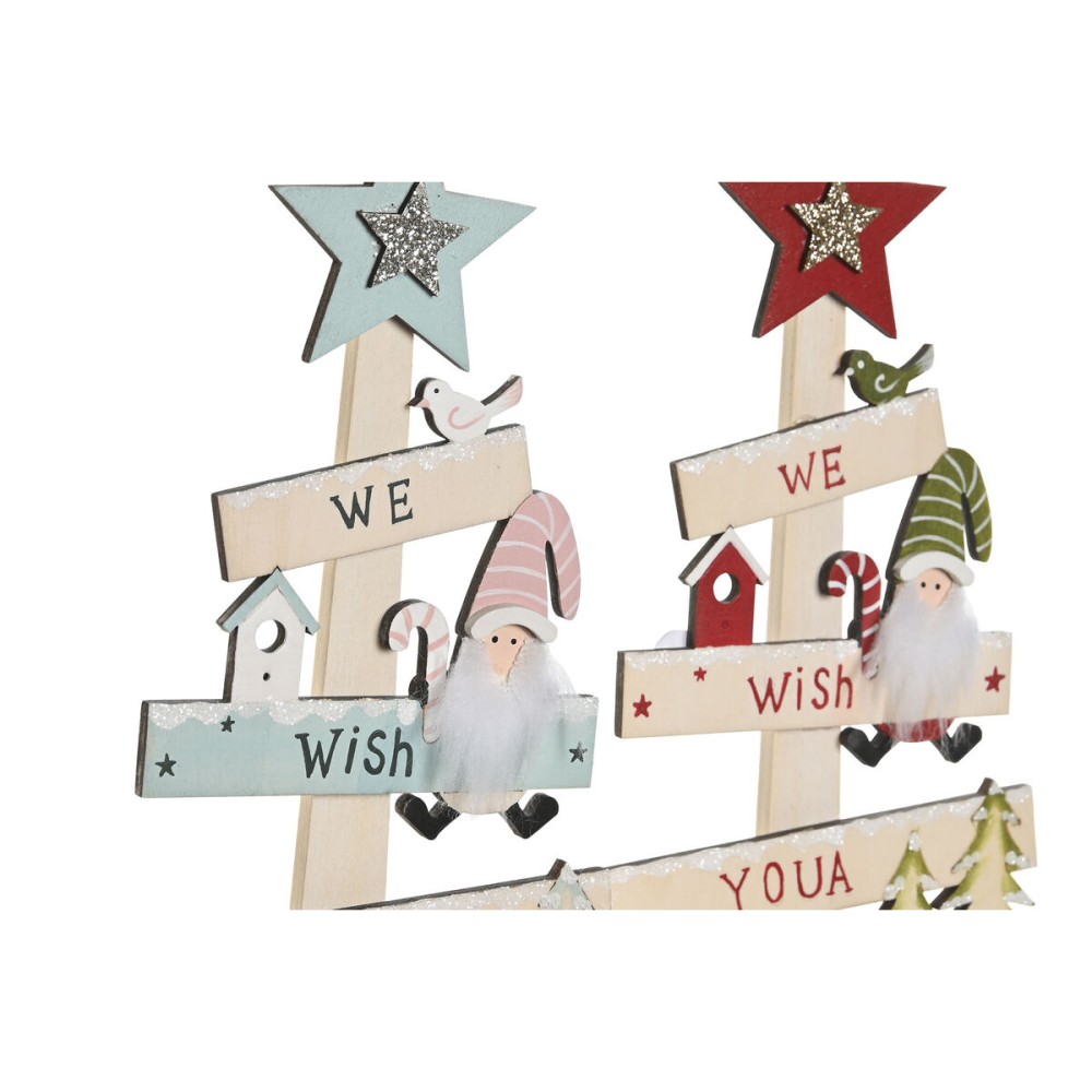 Sapin de Noël DKD Home Decor Rouge Rose Bois 17,5 x 5 x 38 cm (2 Unités)