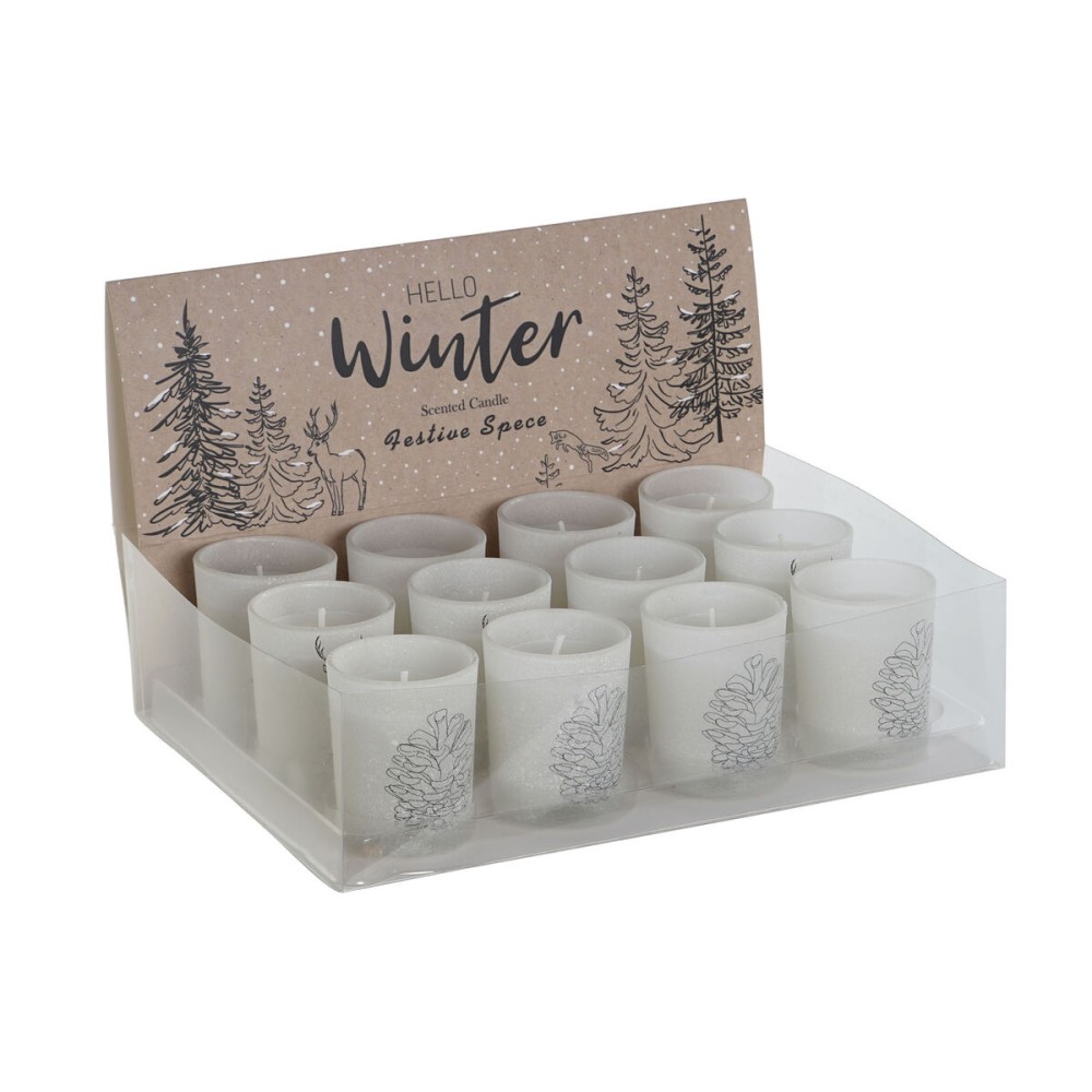 Bougie DKD Home Decor Blanc Noël 5 x 5 x 6 cm (3 Unités)