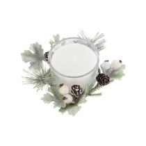 Candle DKD Home Decor White Christmas 15 x 15 x 5.5 cm 13 x 13 x 5,5 cm