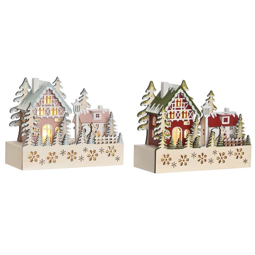 Décorations de Noël DKD Home Decor Rouge Rose 21 x 9,5 x 19 cm (2 Unités)