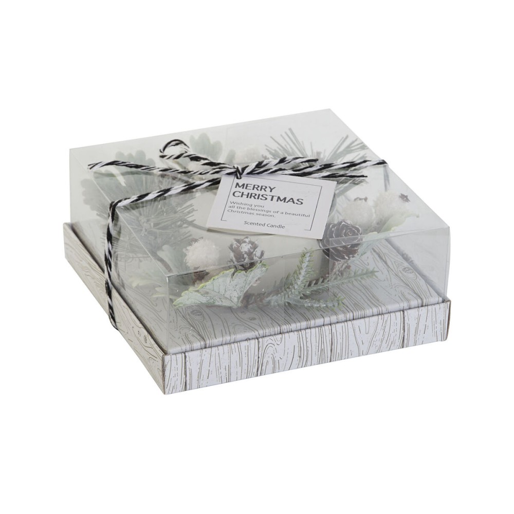 Candle DKD Home Decor White Christmas 15 x 15 x 5.5 cm 13 x 13 x 5,5 cm