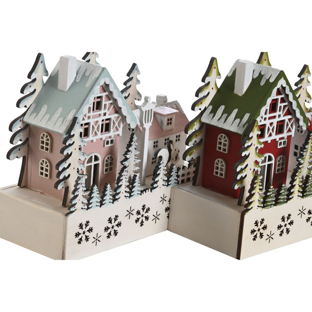 Décorations de Noël DKD Home Decor Rouge Rose 21 x 9,5 x 19 cm (2 Unités)