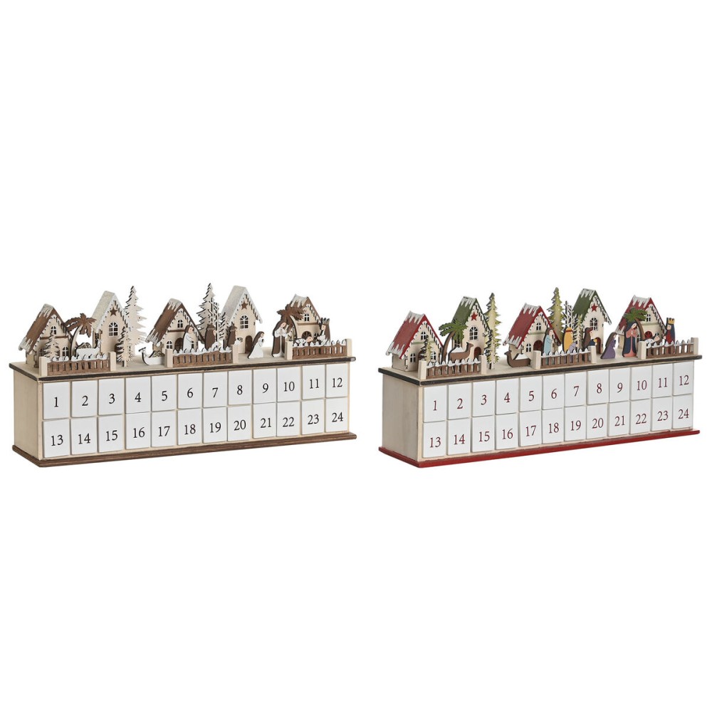 Adventskalender DKD Home Decor Holz 45 x 11 x 23 cm (2 Stück)