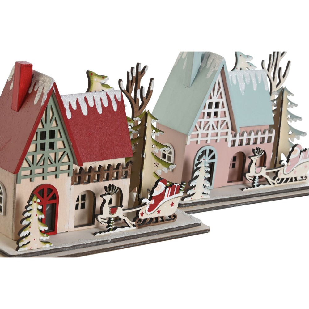 Décorations de Noël DKD Home Decor Rouge Rose clair 23,5 x 11 x 20,5 cm (2 Unités)