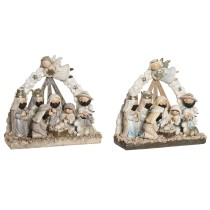 Weihnachtskrippe DKD Home Decor Blau Weiß Braun Harz 23,5 x 8 x 20,5 cm (2 Stück)