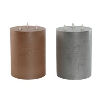 LED Kerze DKD Home Decor Gold Silberfarben 15 x 15 x 20 cm (AA) (2 Stück)