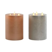 LED Kerze DKD Home Decor Gold Silberfarben 15 x 15 x 20 cm (AA) (2 Stück)