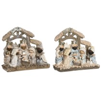 Weihnachtskrippe DKD Home Decor Blau Weiß Braun Harz 20 x 7 x 17,5 cm (2 Stück)