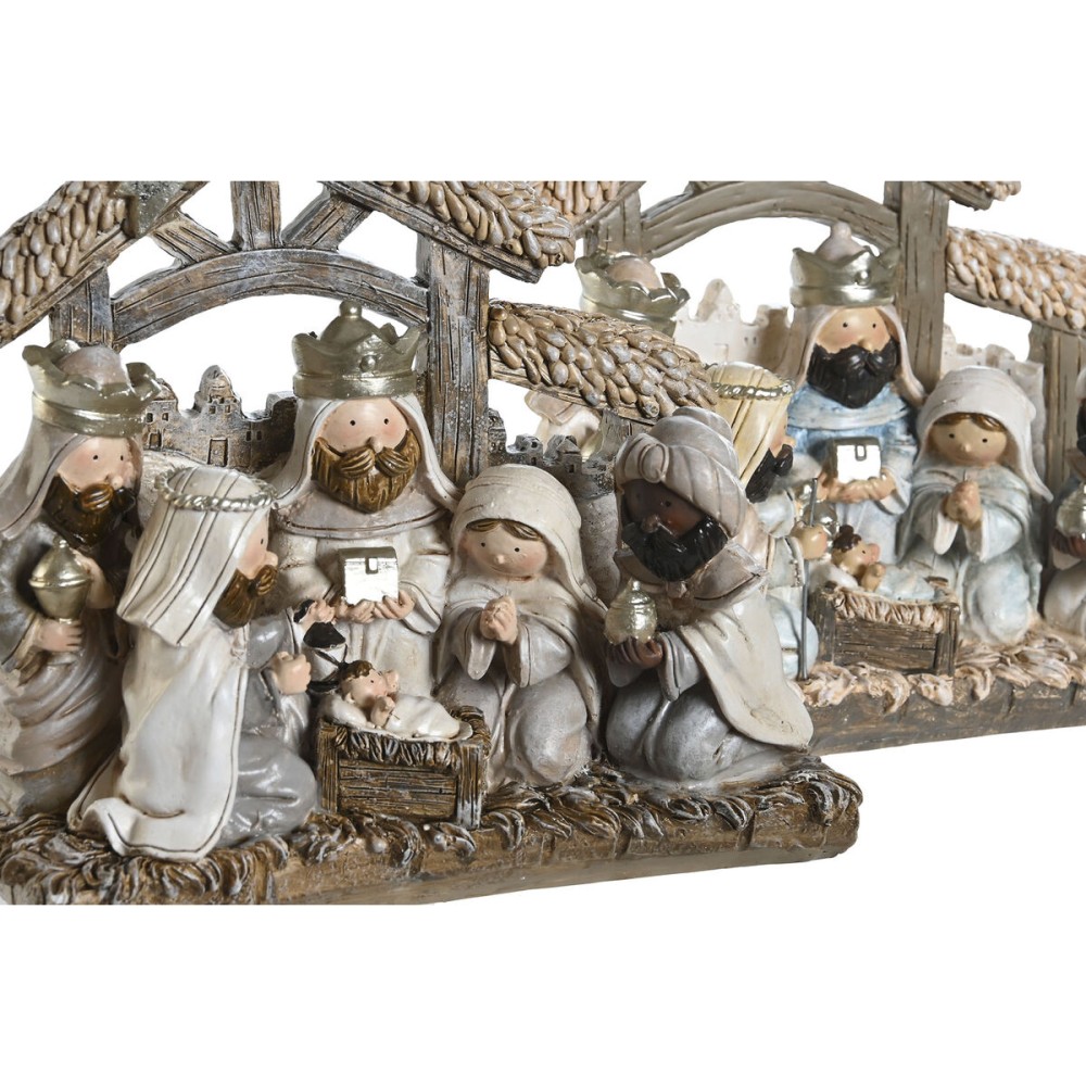 Weihnachtskrippe DKD Home Decor Blau Weiß Braun Harz 20 x 7 x 17,5 cm (2 Stück)