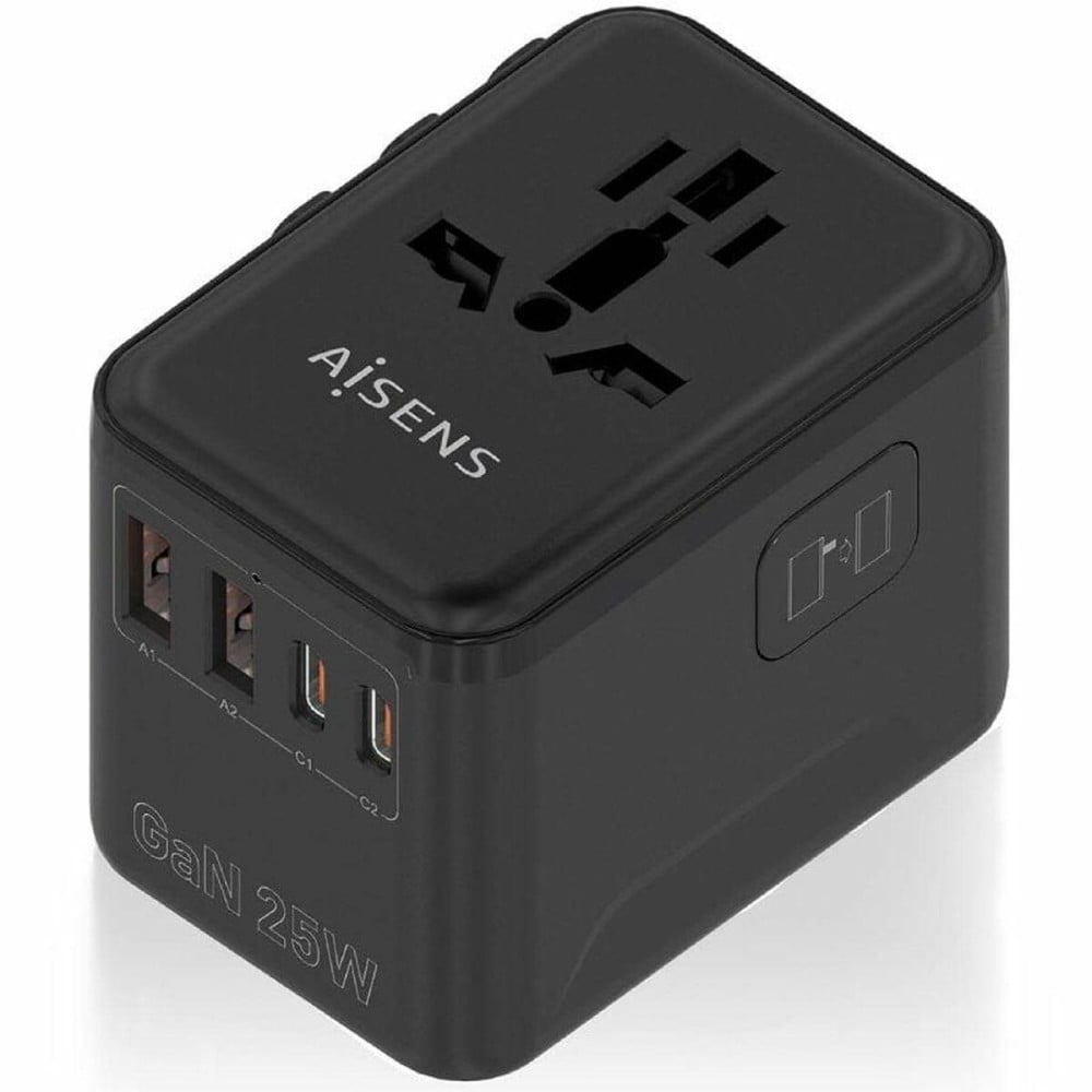 Wandladegerät Aisens ASPS-2A2C08-BK 25 W Schwarz