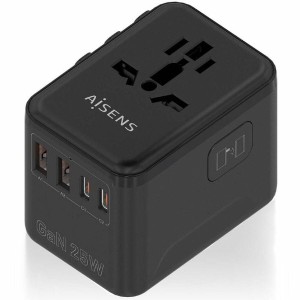 Wandladegerät Aisens ASPS-2A2C08-BK 25 W Schwarz