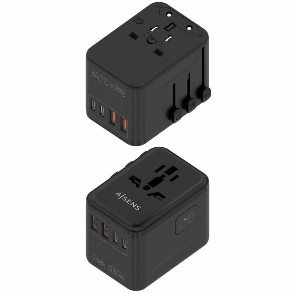 Wandladegerät Aisens ASPS-2A2C08-BK 25 W Schwarz