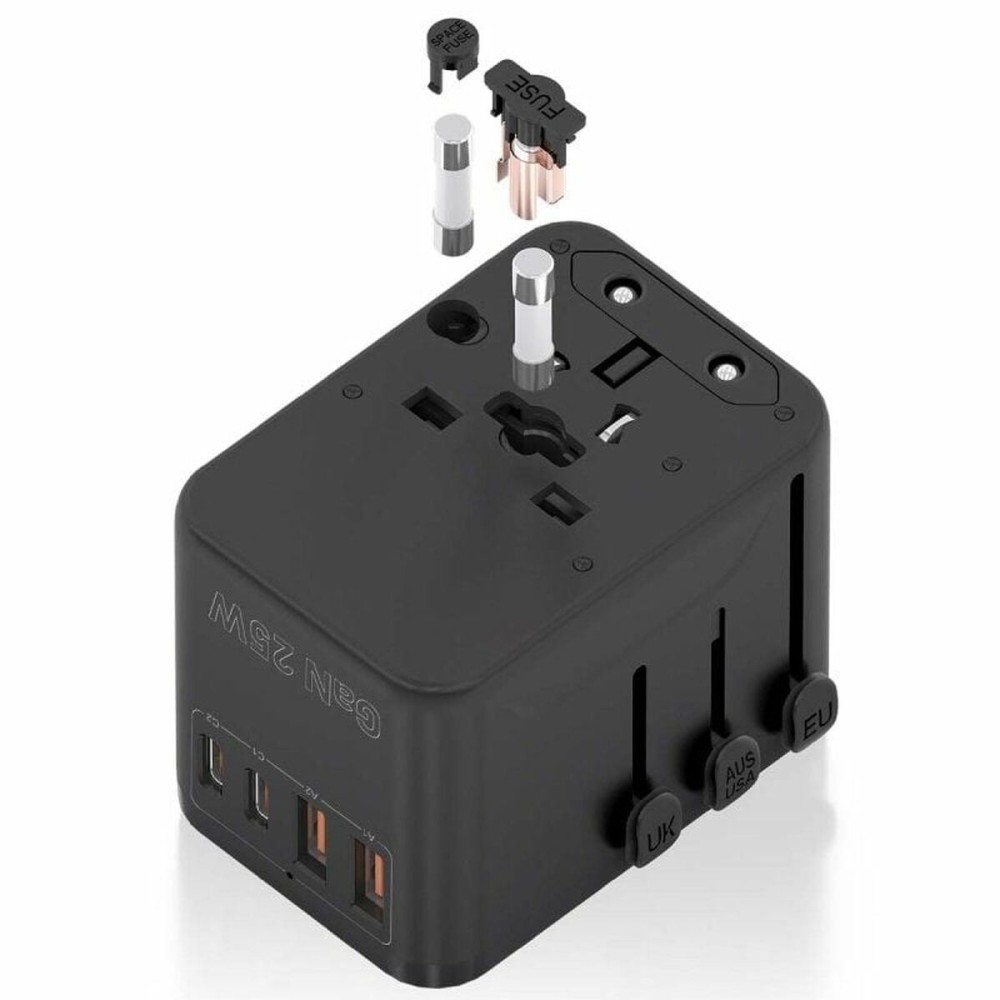 Wandladegerät Aisens ASPS-2A2C08-BK 25 W Schwarz