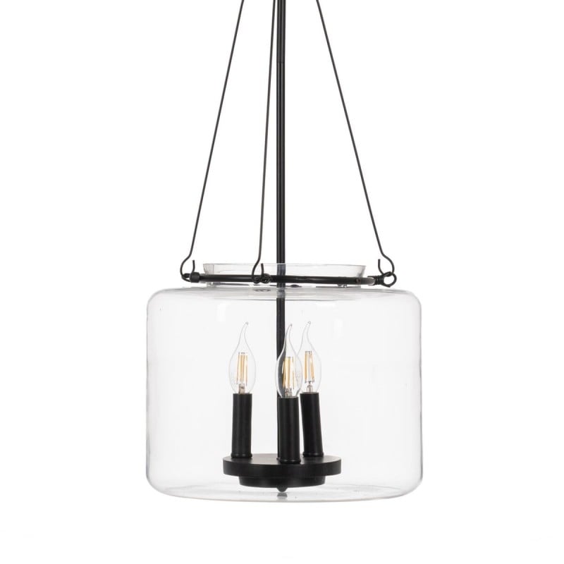 Suspension Noir Verre Fer 220-240 V 35 x 35 x 72 cm