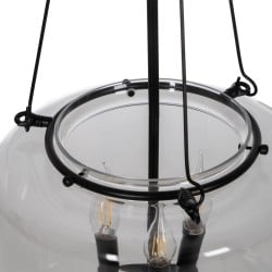 Suspension Noir Verre Fer 220-240 V 35 x 35 x 72 cm