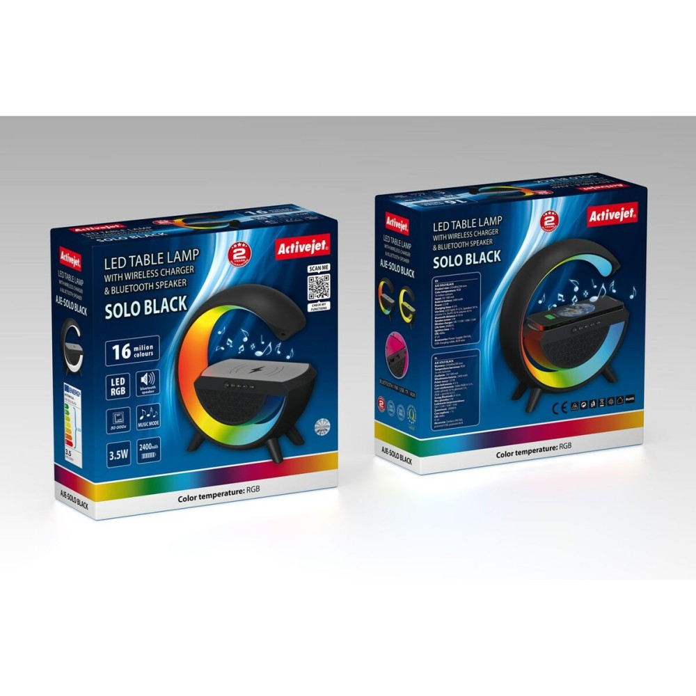 Lampe de bureau Activejet AJE-SOLO RGB Black Noir Multicouleur Plastique 2,8 x 43,5 x 8 cm