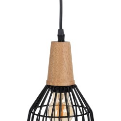 Ceiling Light Black Natural Wood Iron 220-240 V 20 x 19,5 cm