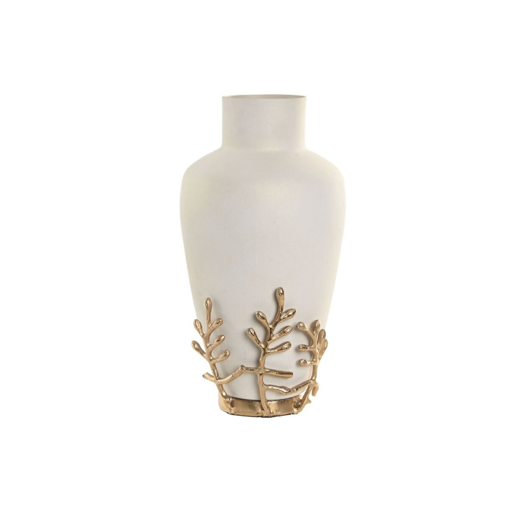 Vase Home ESPRIT Weiß Gold Aluminium Moderne 16 x 16 x 31 cm