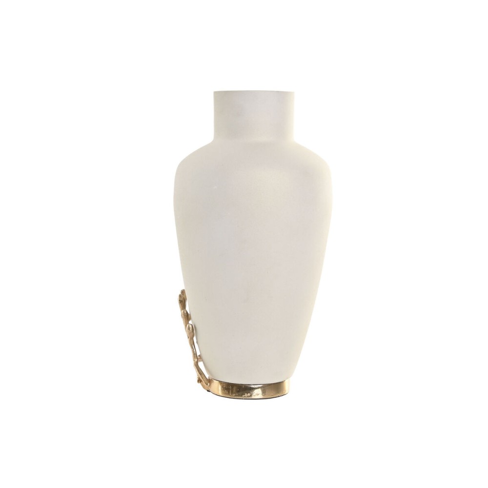 Vase Home ESPRIT White Golden Aluminium Modern 16 x 16 x 31 cm