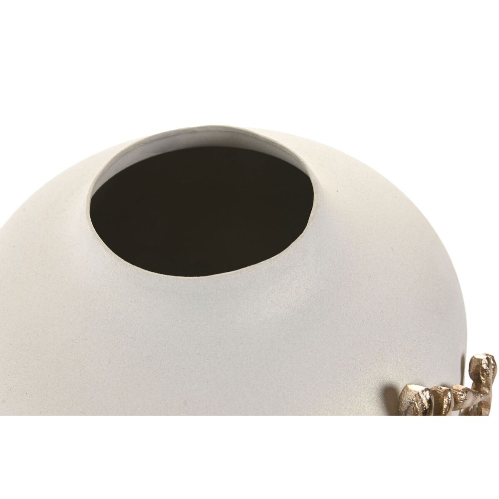 Vase Home ESPRIT White Golden Aluminium Modern 19 x 19 x 18 cm