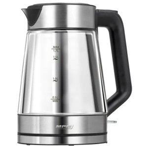 Wasserkocher Mpm MCZ-122 Schwarz Grau Glas Edelstahl 2200 W 1,7 L