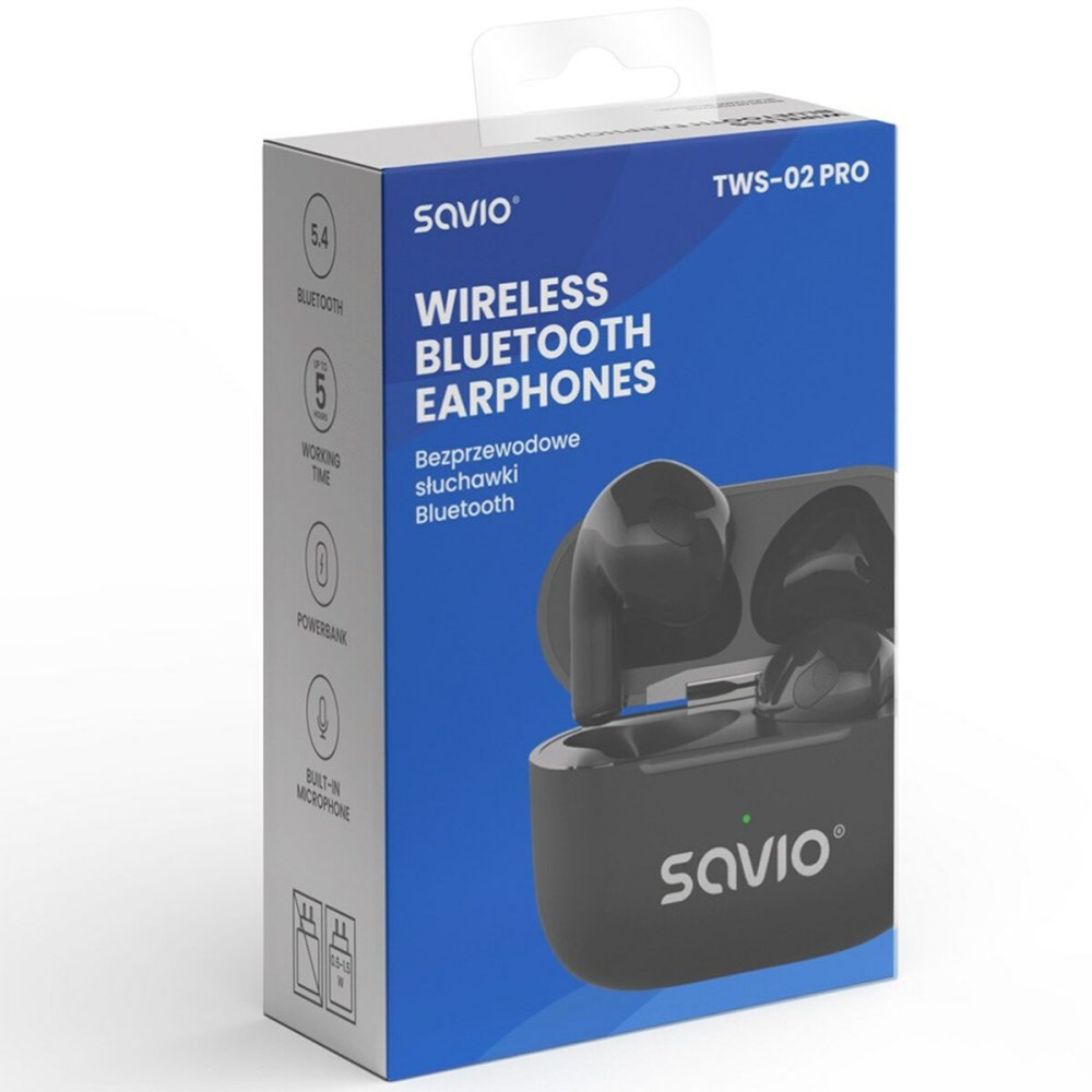 Drahtlose Kopfhörer Savio TWS-02 PRO Schwarz black