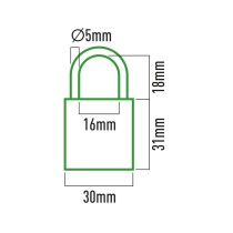 Key padlock EDM 85208 Brass 30 x 17 mm