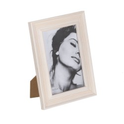 Cadre photo Blanc Marron Clair Bois Verre 14,5 x 2 x 20 cm