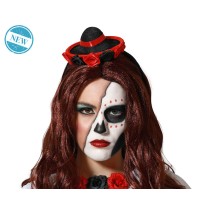 Stirnband Rot/Schwarz Hut Mini Halloween