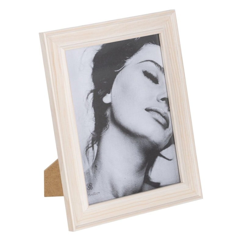 Cadre photo Blanc Marron Clair Bois Verre 20 x 2 x 25 cm