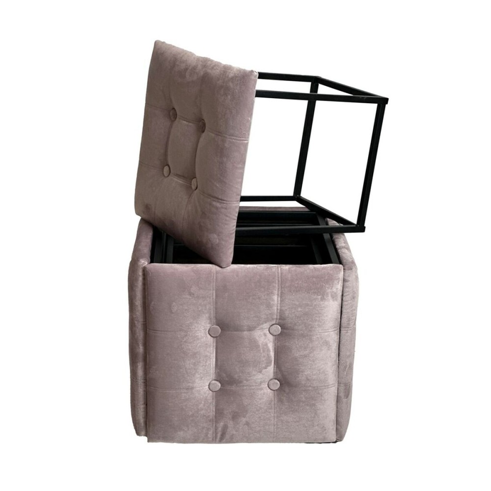Stuhl-Set GO GIFT Transformer Rosa Samt Stahl 50 x 50 x 50 cm Puff 5 in 1 5 Stück