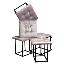 Stuhl-Set GO GIFT Transformer Rosa Samt Stahl 50 x 50 x 50 cm Puff 5 in 1 5 Stück