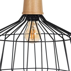 Ceiling Light Black Natural Wood Iron 220-240 V 36 x 36 cm