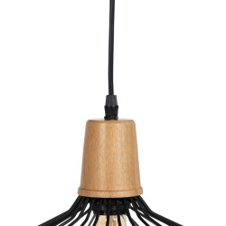 Suspension Noir Naturel Bois Fer 220-240 V 36 x 36 cm