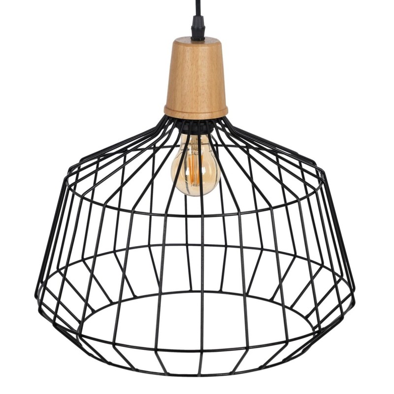 Ceiling Light Black Natural Wood Iron 220-240 V 36 x 36 cm