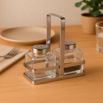 Salt and Pepper Shakers Versa Silver Metal Crystal