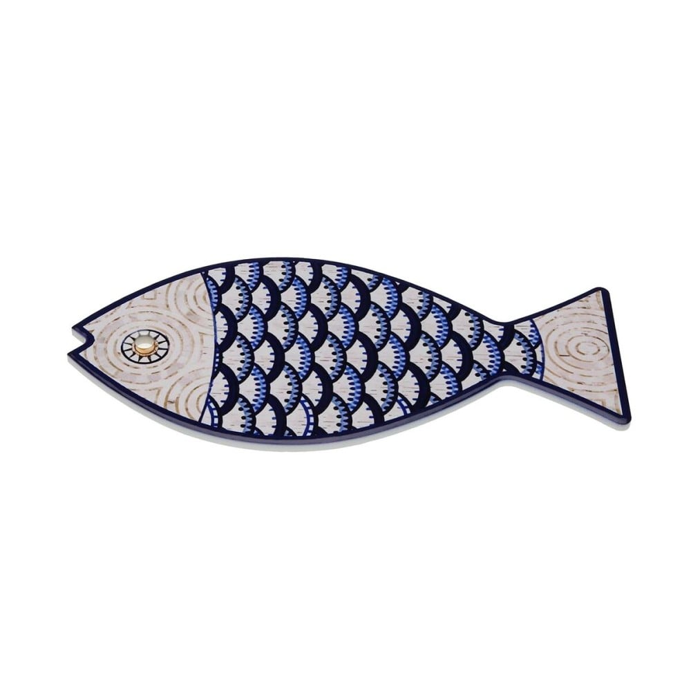 Untersetzer Versa Blau Grau Kork aus Keramik Fisch 14 x 0,7 x 20 cm